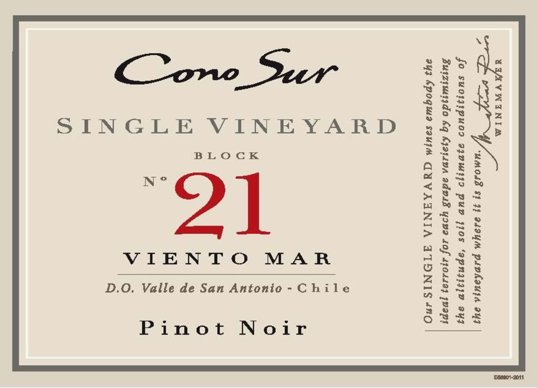 Cono Sur Viento Mar Block 21 Single Vineyard Pinot Noir 2014 Front Label