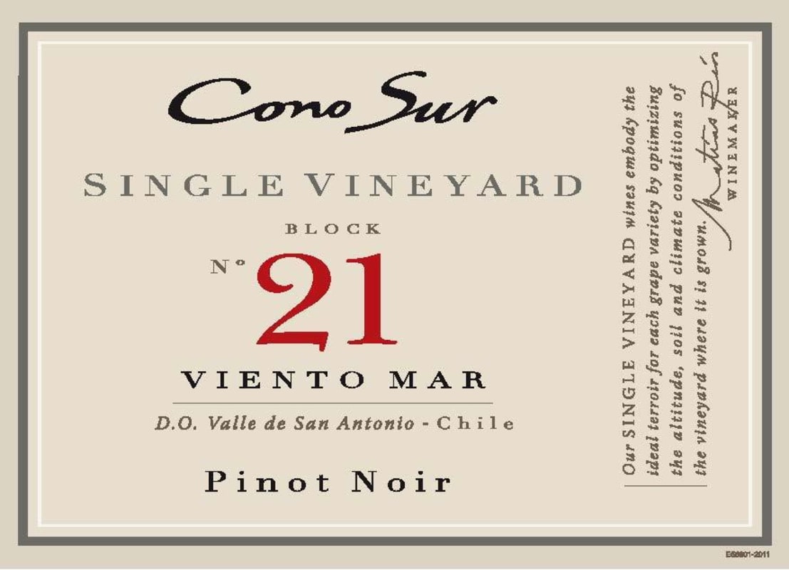 Cono Sur Viento Mar Block 21 Single Vineyard Pinot Noir 2012 Front Label