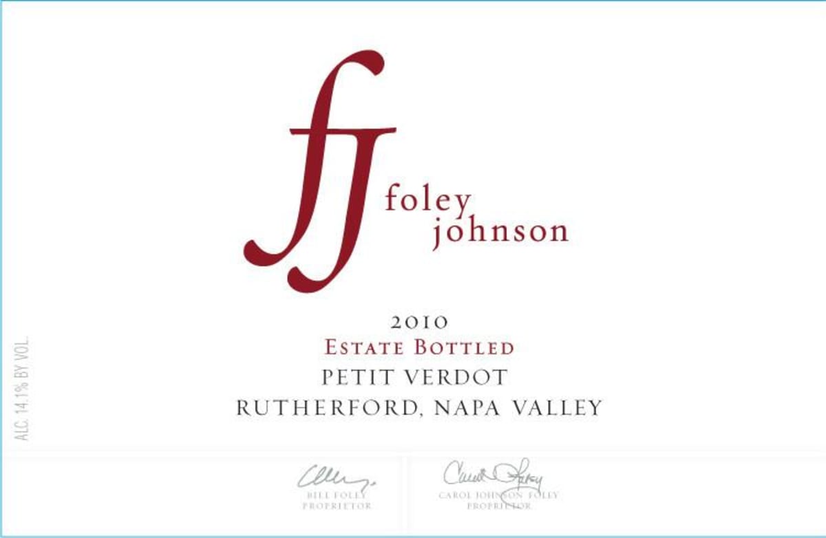 Foley Johnson Petit Verdot 2010 Front Label
