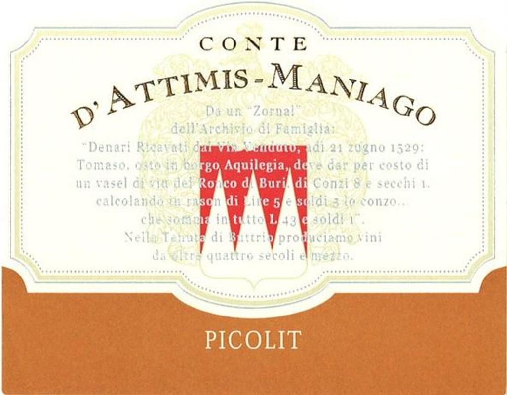 Conte D'Attimis-Maniago Picolit 2004 Front Label
