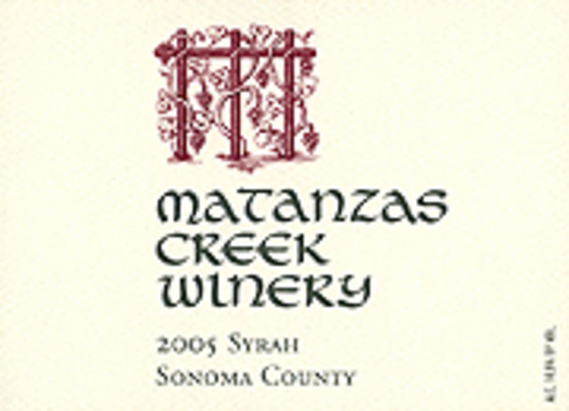 Matanzas Creek Syrah 2005 Front Label