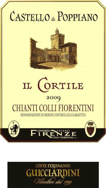Conte Ferdinando Guicciardini Chianti Colli Fiorentini Castello di Poppiano Il Cortile 2009 Front Label