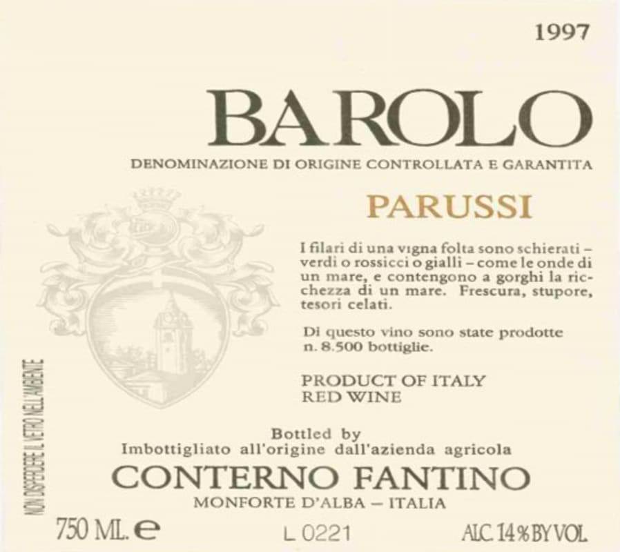 Conterno Fantino Barolo Parussi 1997 Front Label