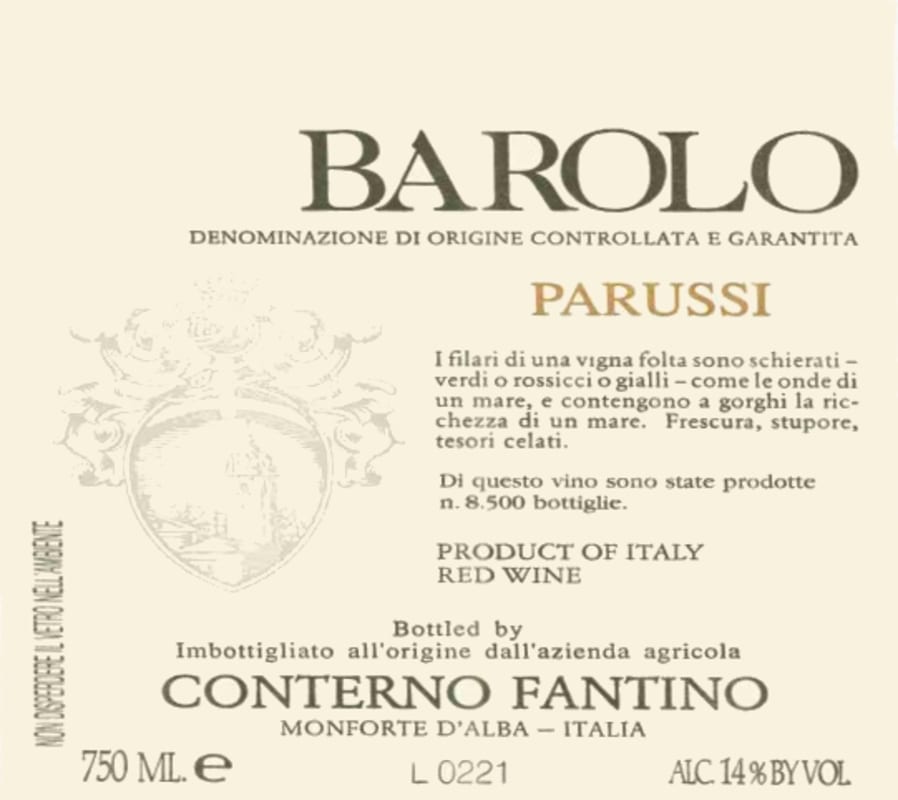 Conterno Fantino Barolo Parussi 2000 Front Label