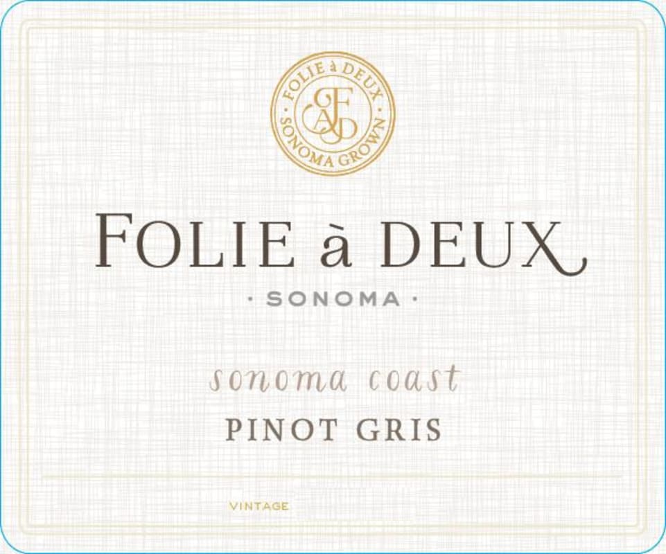 Folie a Deux Sonoma Coast Pinot Gris 2015 Front Label