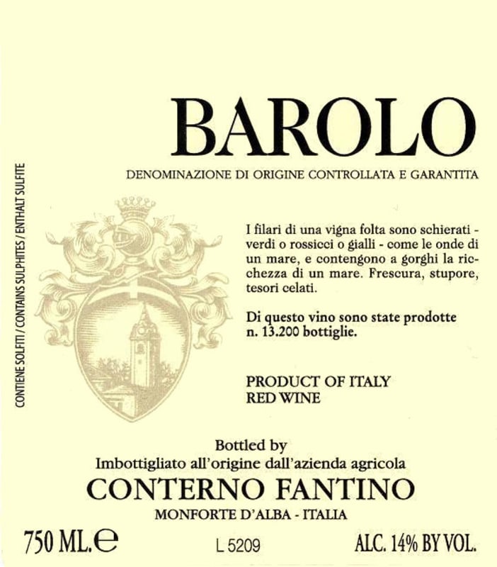 Conterno Fantino Barolo 2006 Front Label