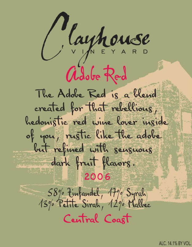 Clayhouse Adobe Red 2006 Front Label