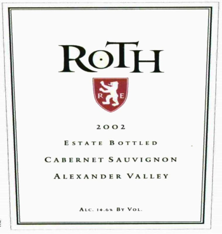 Roth Estate Alexander Valley Cabernet Sauvignon 2002 Front Label