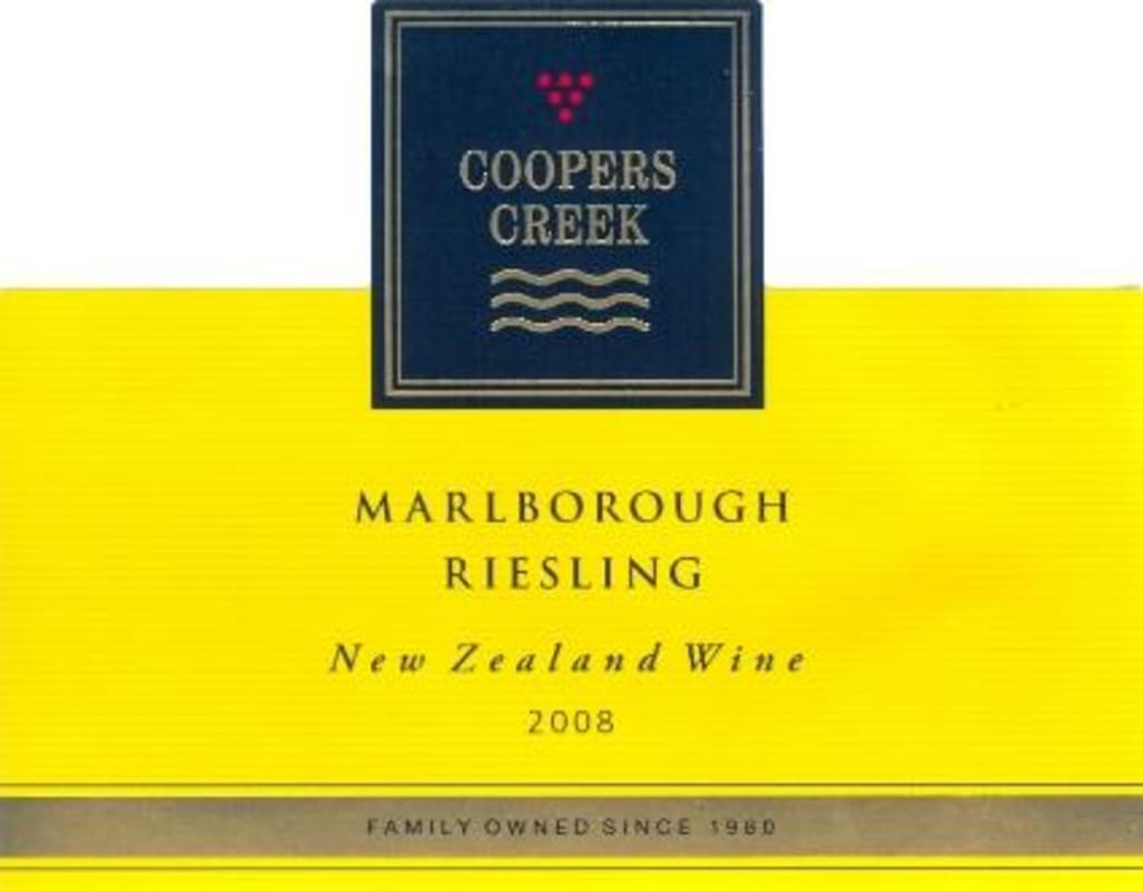 Cooper's Creek Riesling 2008 Front Label