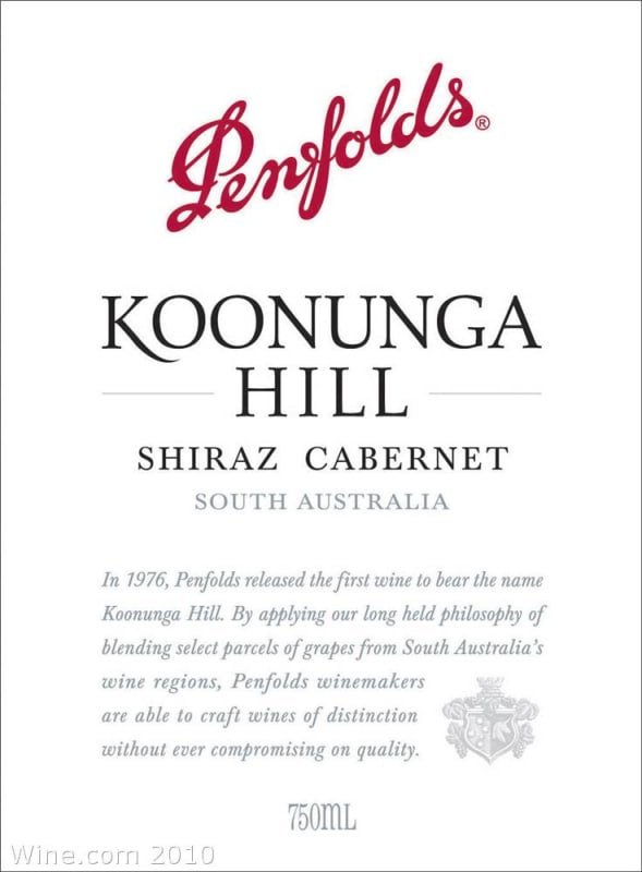 Penfolds Koonunga Hill Shiraz-Cabernet 2007 Front Label