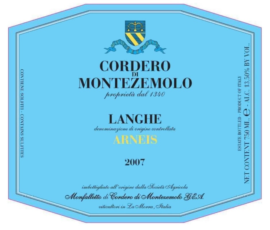 Cordero di Montezemolo Langhe Arneis 2007 Front Label