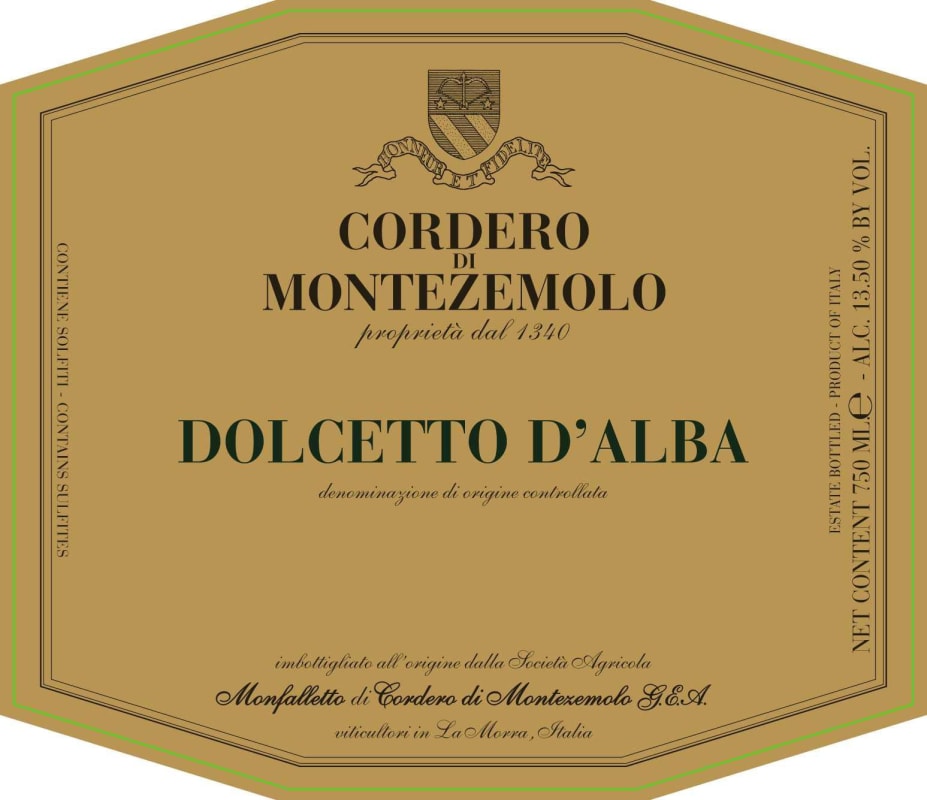 Cordero di Montezemolo Dolcetto d'Alba 2012 Front Label