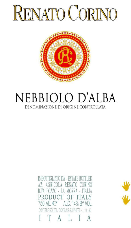 Renato Corino Nebbiolo d'Alba 2013 Front Label