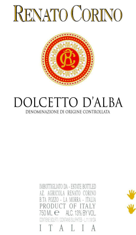 Renato Corino Dolcetto d'Alba 2014 Front Label