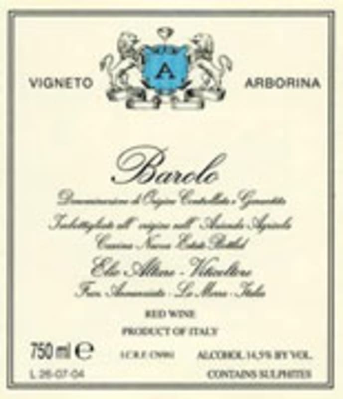 Elio Altare Barolo Arborina 2004 Front Label