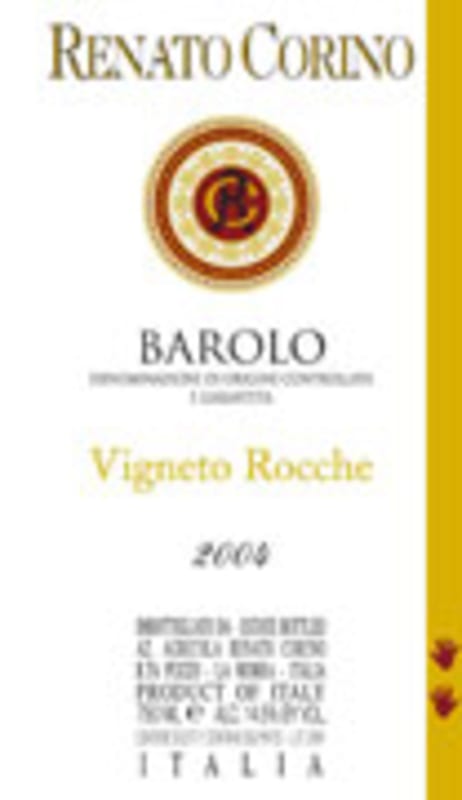 Renato Corino Barolo Vigneto Rocche 2004 Front Label