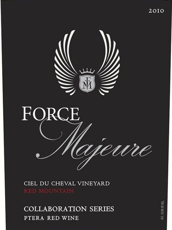 Force Majeure Collaboration Series Ciel du Cheval Vineyard Ptera Red 2010 Front Label