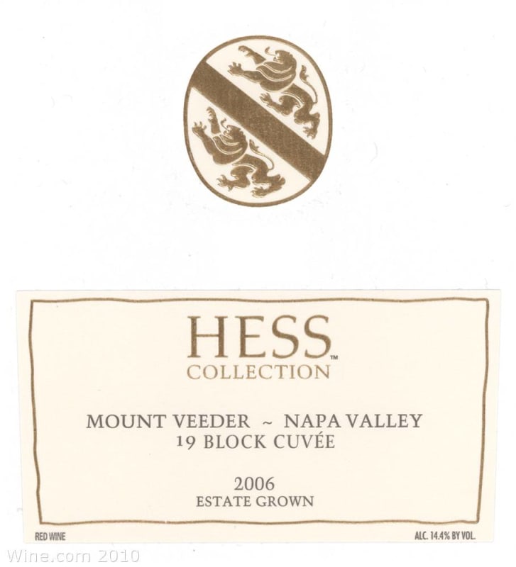 Hess Collection 19 Block Cuvee Mt Veeder 2006 Front Label