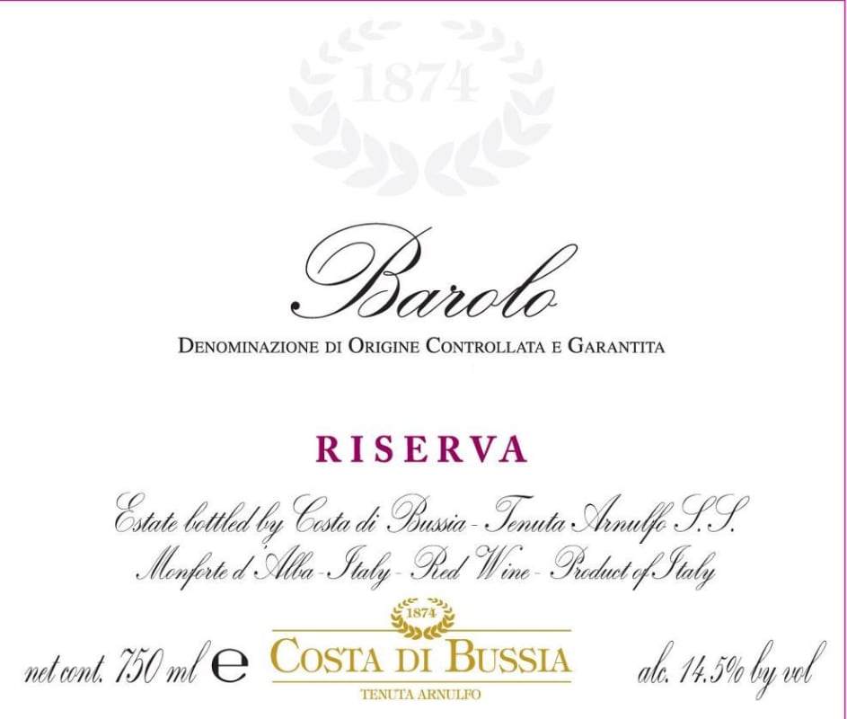 Costa di Bussia Barolo Bussia Riserva 2010 Front Label