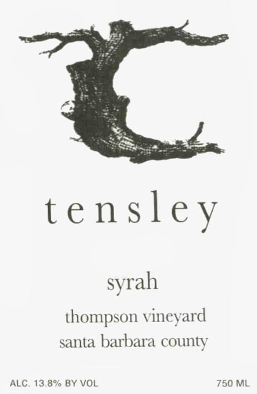 Tensley Thompson Vineyard Syrah 2001 Front Label