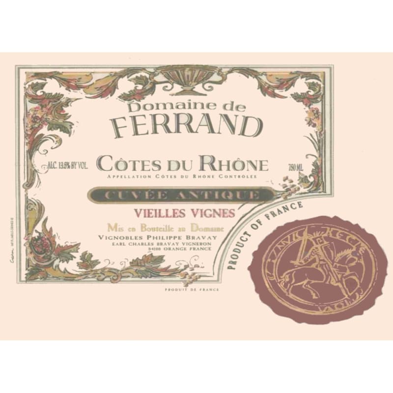Domaine de Ferrand Cuvee Antique Cotes du Rhone 2005 Front Label