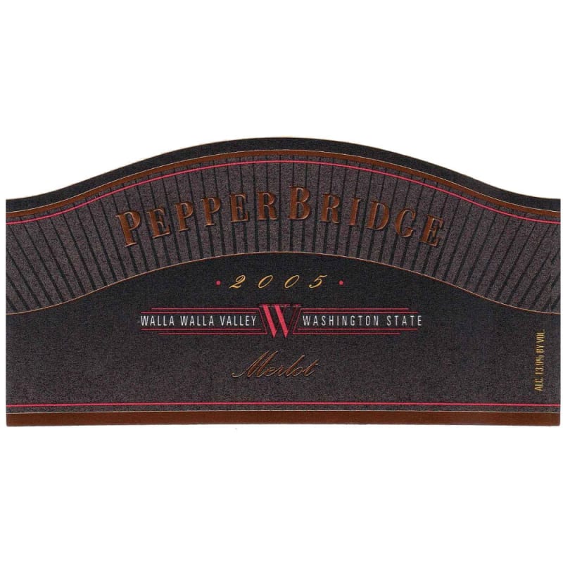 Pepper Bridge Winery Merlot 2005 Front Label