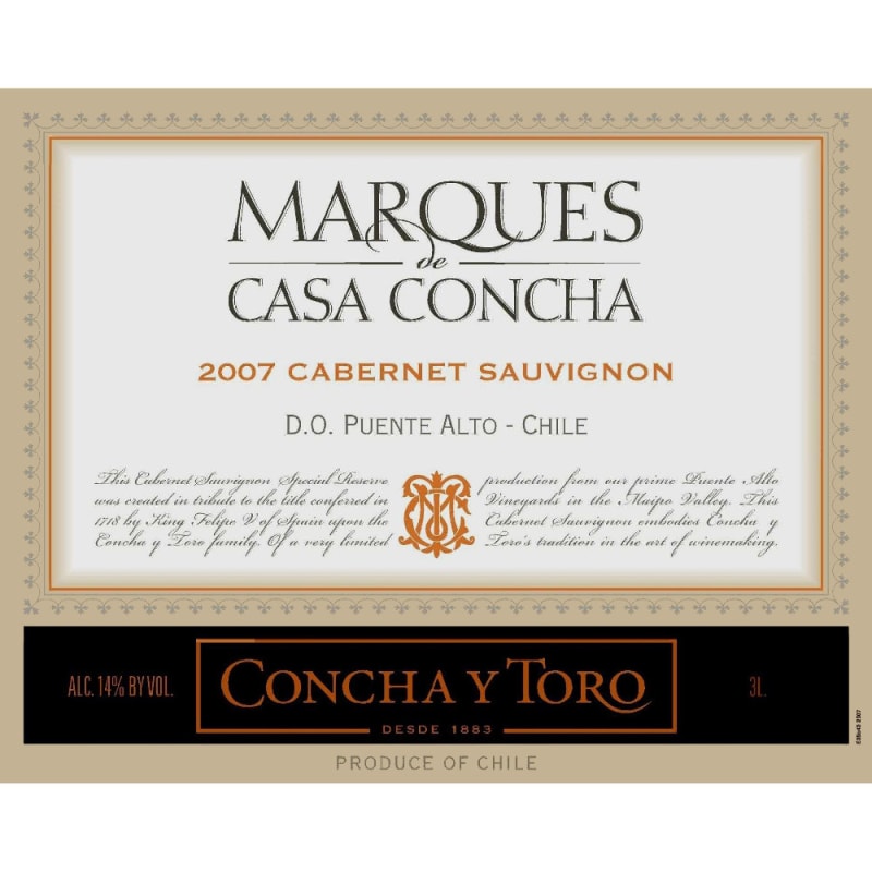 Concha y Toro Marques de Casa Concha Cabernet Sauvignon 2007 Front Label