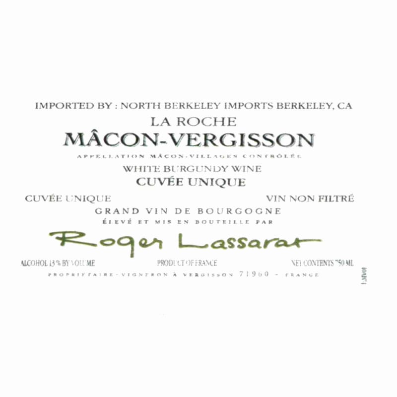 Roger Lassarat Macon-Vergisson La Roche 2007 Front Label