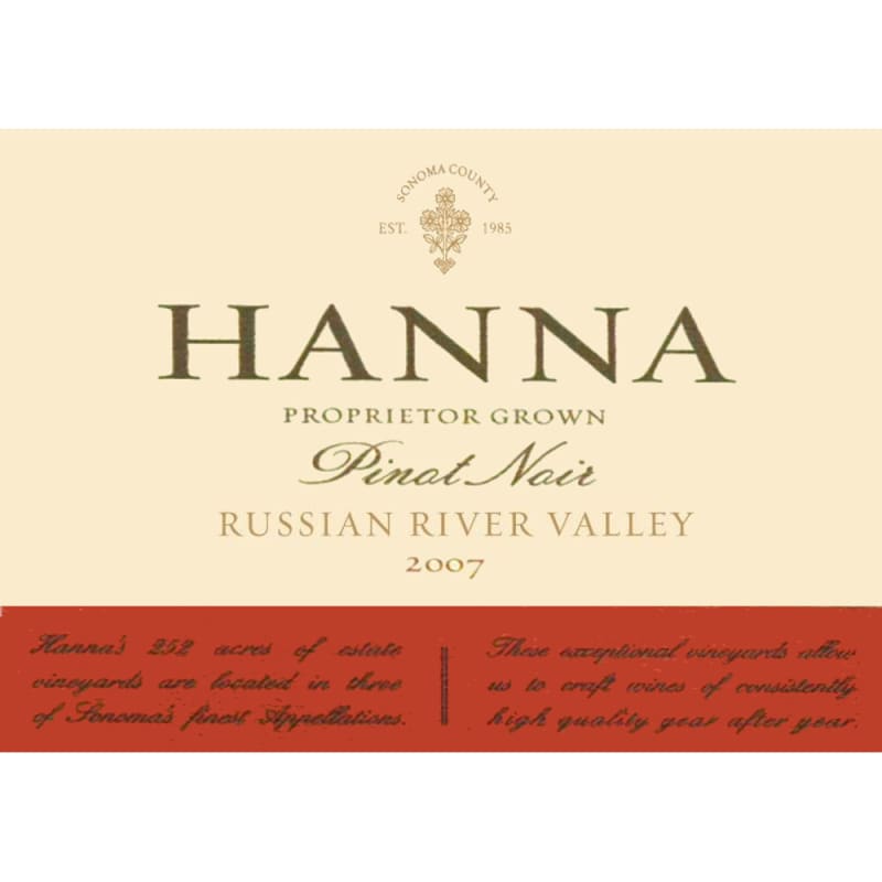 Hanna Pinot Noir 2007 Front Label