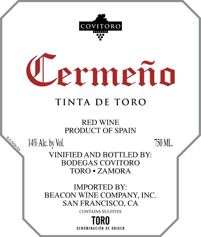 Bodegas Covitoro Cermeno 2007 Front Label