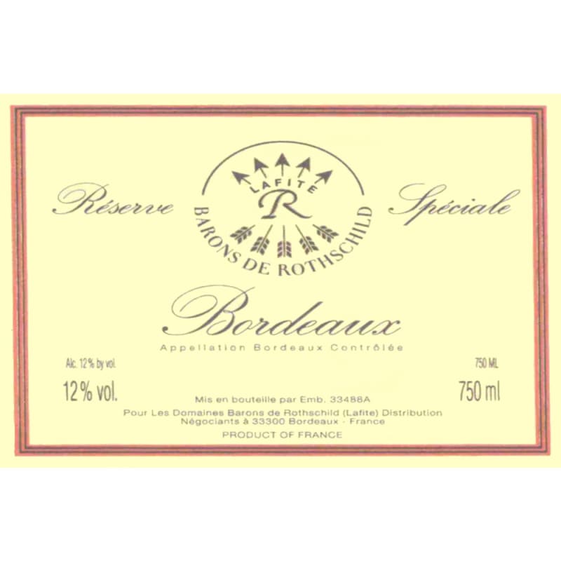 Domaines Barons de Rothschild Reserve Speciale Bordeaux Rouge 2007 Front Label