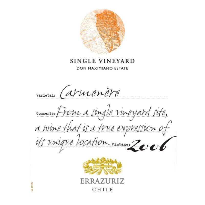 Errazuriz Carmenere Don Maximo Estate 2006 Front Label