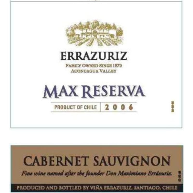 Errazuriz Max Reserva Cabernet Sauvignon 2006 Front Label