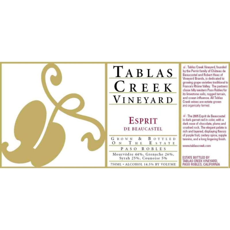Tablas Creek Esprit de Beaucastel Rouge 2006 Front Label