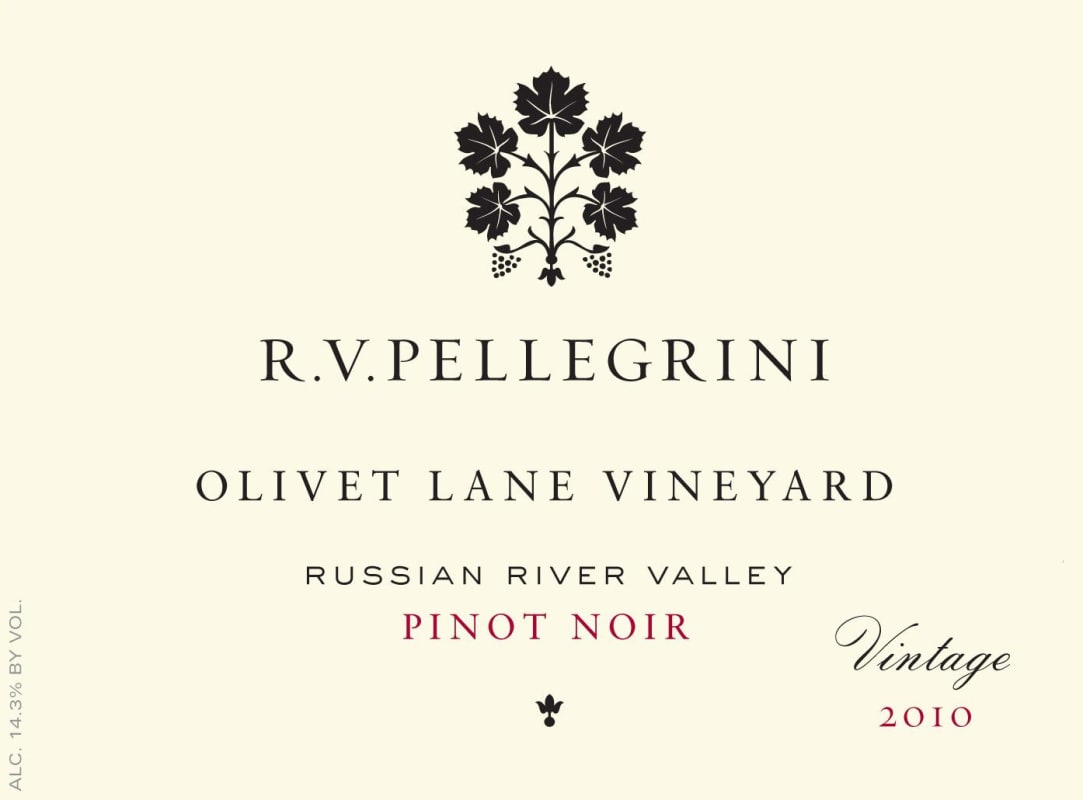Pellegrini Olivet Lane Vineyard Pinot Noir 2010 Front Label