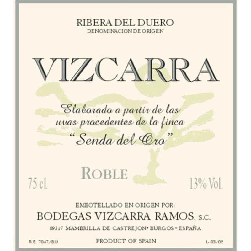 Vizcarra Ramos Roble 2007 Front Label