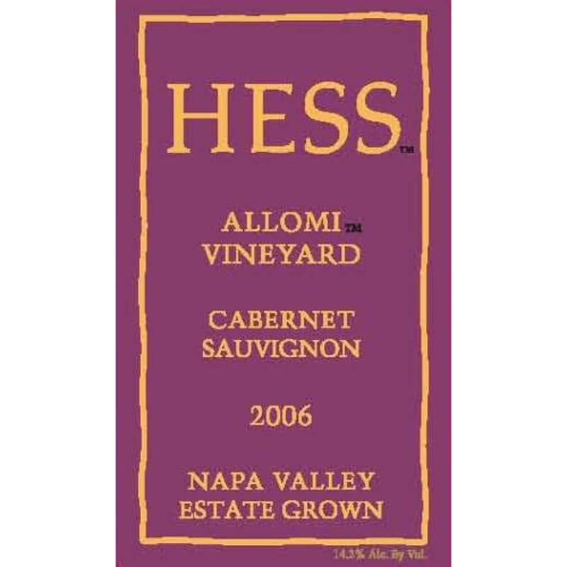 Hess Allomi Cabernet Sauvignon 2006 Front Label