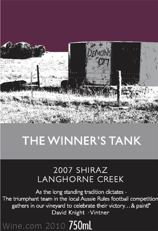 The Winner's Tank Shiraz 2007 Front Label