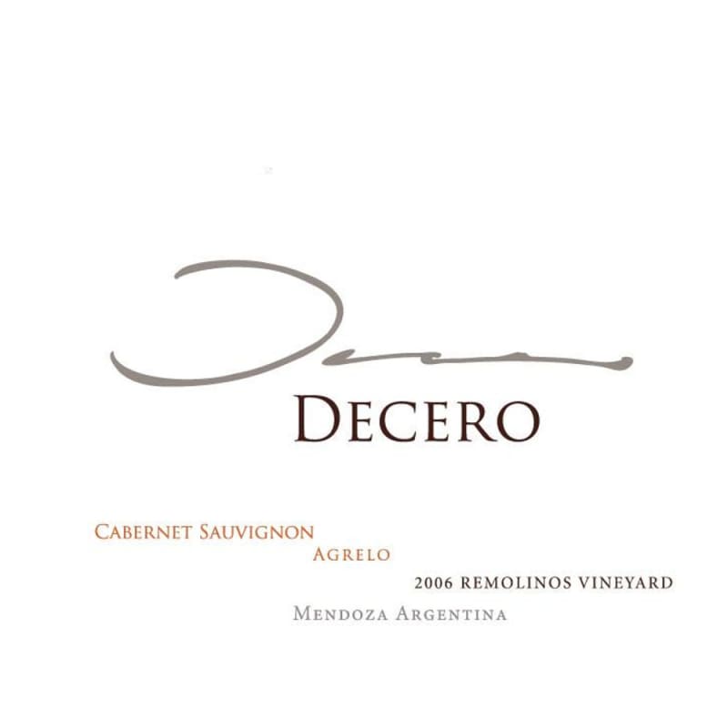 Finca Decero Remolinos Vineyard Cabernet Sauvignon 2006 Front Label
