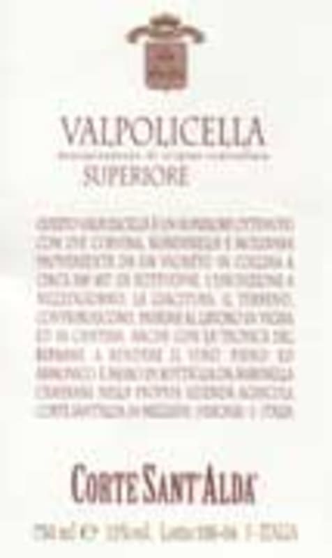 Corte Sant'Alda Valpolicella Superiore Ripasso 2004 Front Label