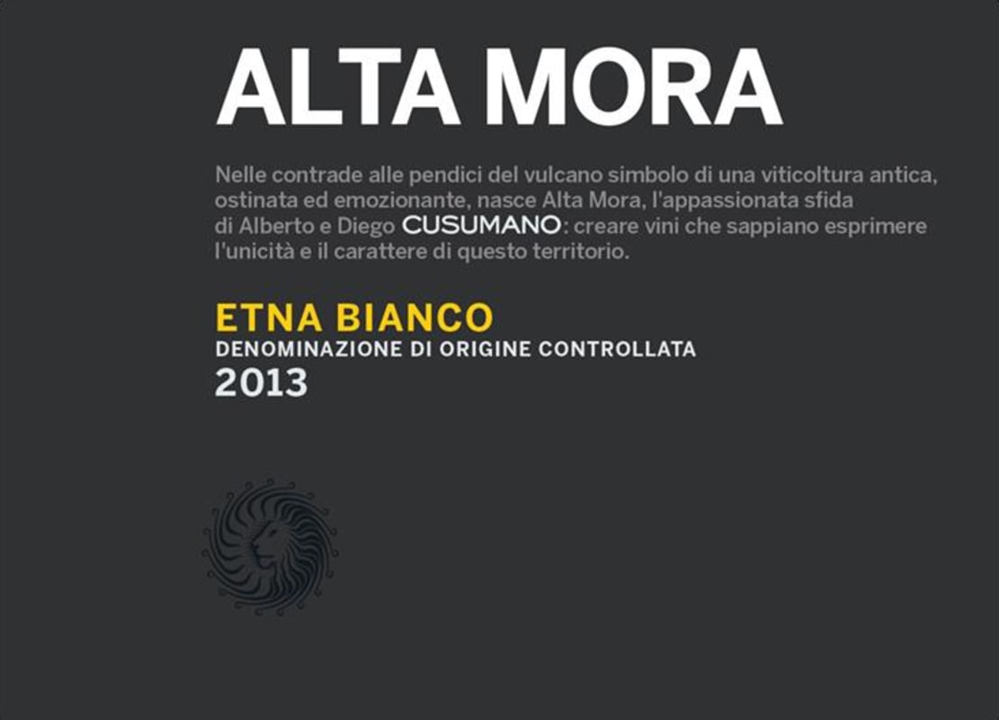 Cusumano Alta Mora Etna Bianco 2013 Front Label