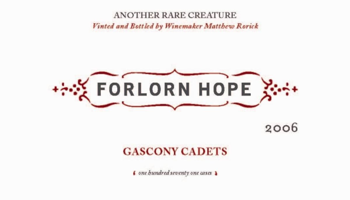 Forlorn Hope Gascony Cadets King Vineyard Petit Verdot 2006 Front Label