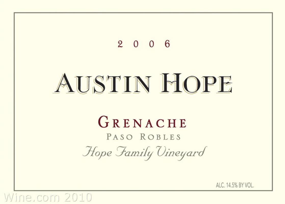 Austin Hope Grenache 2006 Front Label