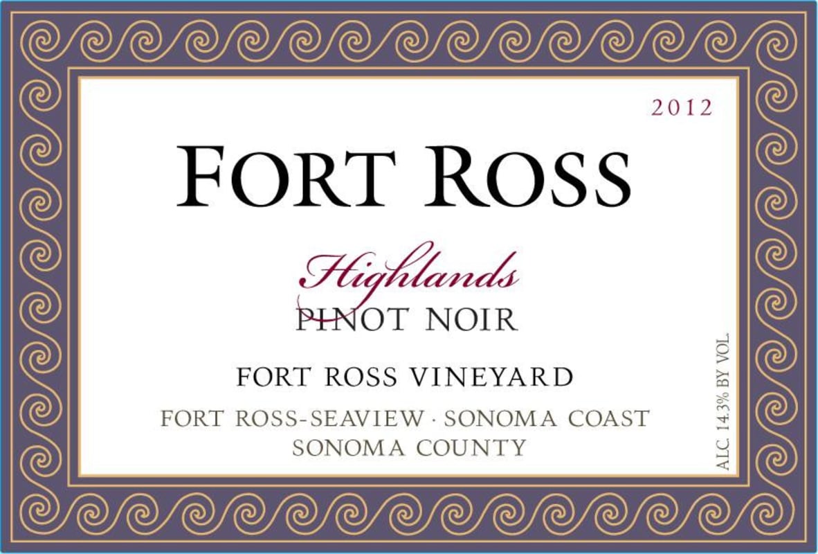Fort Ross Vineyard Highlands Pinot Noir 2012 Front Label