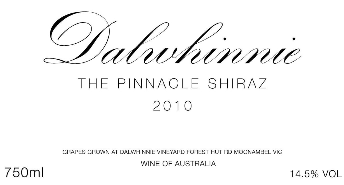 Dalwhinnie Winery The Pinnacle Shiraz 2010 Front Label