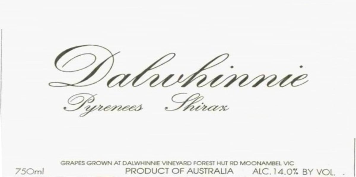Dalwhinnie Winery Pyrenees Shiraz 2013 Front Label