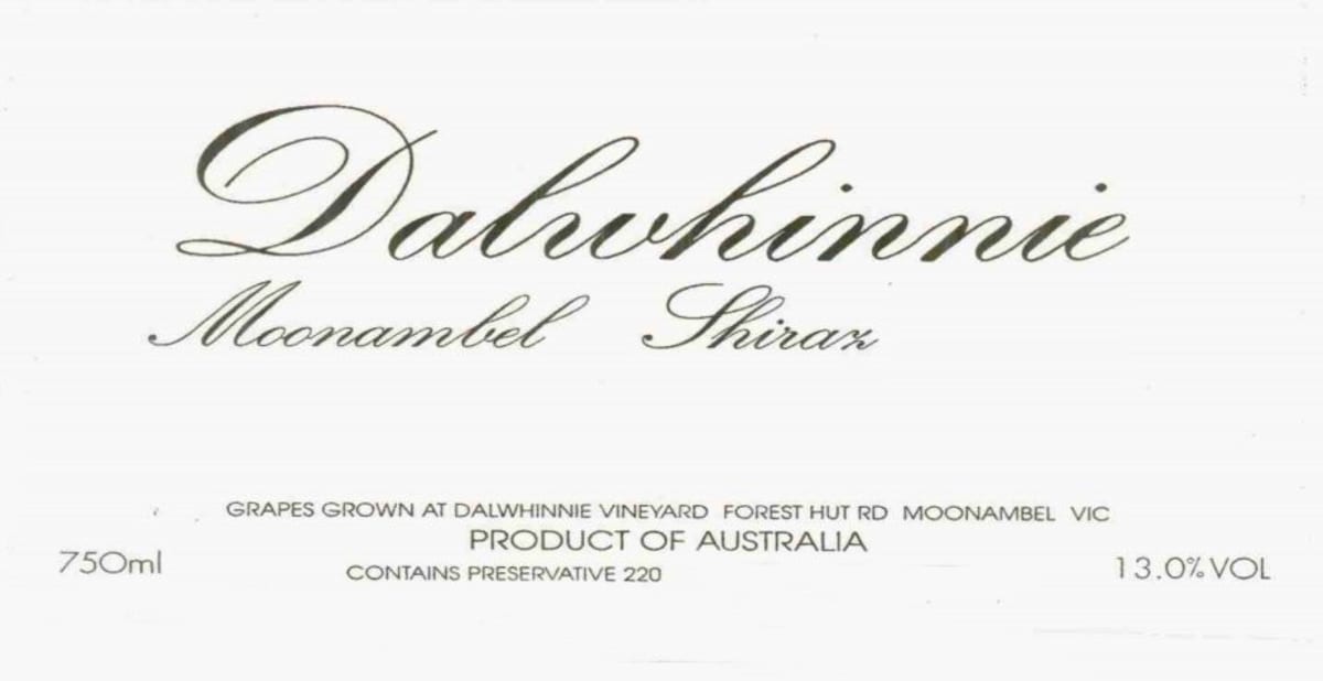 Dalwhinnie Winery Moonambel Shiraz 2006 Front Label