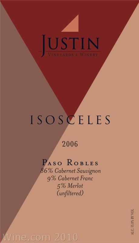 Justin Isosceles (375ML half-bottle) 2006 Front Label