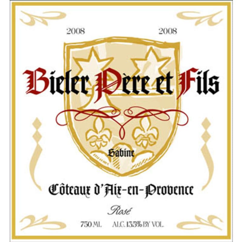 Bieler Pere et Fils Sabine Coteaux d'Aix-en-Provence Rose 2008 Front Label