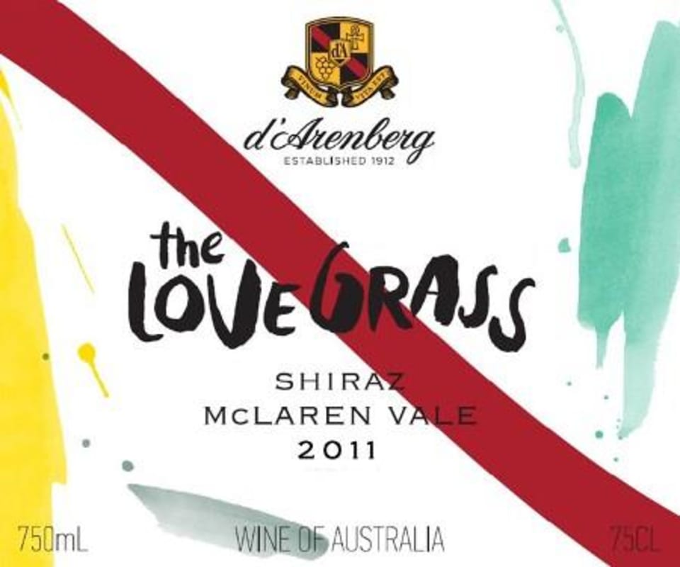 d'Arenberg The Love Grass Shiraz 2011 Front Label